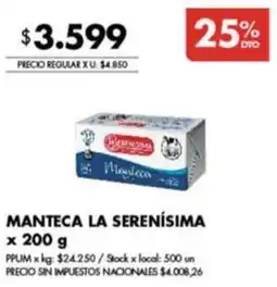 Disco La serenisima manteca oferta