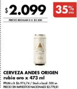 Disco Cerveza andes origen rubia oro oferta
