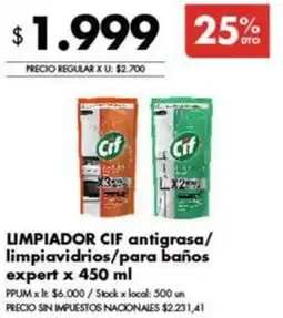 Disco Cif limpiador antigrasa/limpiavidrios/para baños expert oferta