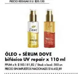 Disco Dove óleo + sérum bifásico uv repair oferta
