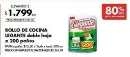 Disco Elegante - rollo de cocina doble hoja x 200 paños oferta