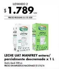 Disco Manfrey - leche uat entera/parcialmente descremada oferta
