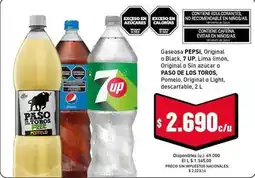 Cooperativa Obrera Pepsi - gaseosa original o black, 7 up, lima limon, original o sin azucar o pomelo, original o light oferta