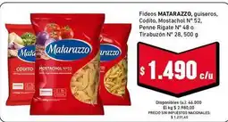 Cooperativa Obrera Matarazzo - fideos guiseros, codito, mostachol n° 52, penne rigate n° 48 o tirabuzón oferta