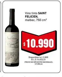 Cooperativa Obrera Saint felicien - vino tinto malbec oferta