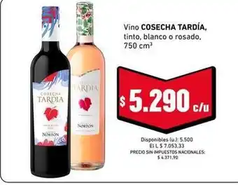 Cooperativa Obrera Norton - vino cosecha tardia oferta