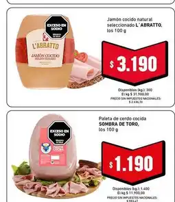 Cooperativa Obrera Toro - jamón cocido natural seleccionado oferta