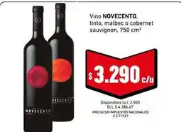 Cooperativa Obrera Novecento - vino tinto, malbec o cabernet sauvignon oferta