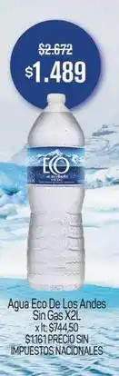 Makro Andes - agua eco de los sin gas x2l oferta