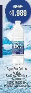Makro Andes - agua eco de los sin gas x850ml oferta