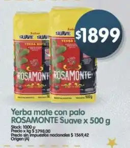 Supermercados Buenos Días Rosamonte yerba mate suave oferta