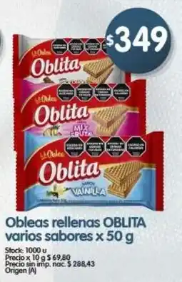 Supermercados Buenos Días Oblita galletas rellenas varios sabores oferta