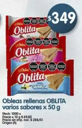 Oblita galletas rellenas varios sabores