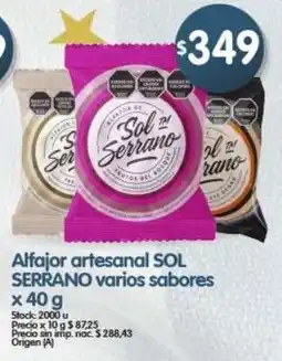 Supermercados Buenos Días Sol serrano alfaajor artesanal varios sabores oferta