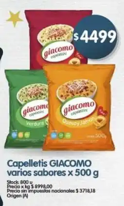 Supermercados Buenos Días Giacomo capelletis varios sabores oferta