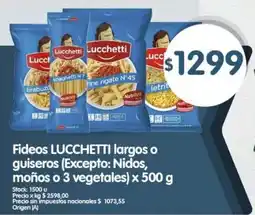 Supermercados Buenos Días Lucchetti fideos largos o guiseros oferta