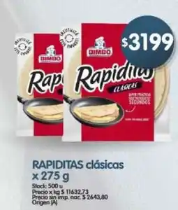 Supermercados Buenos Días Bimbo rapiditas clásicas oferta