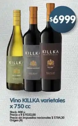 Supermercados Buenos Días Killka vino varietales oferta