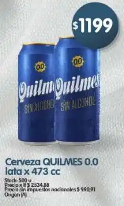 Supermercados Buenos Días Quilmes cerveza 0.0 oferta