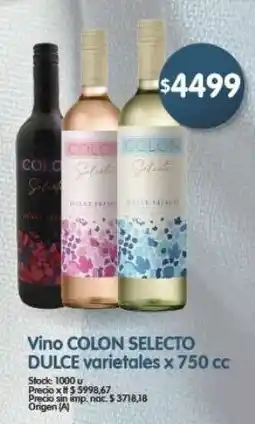 Supermercados Buenos Días Colón vino selecto oferta