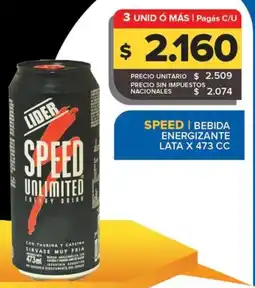 Carrefour Maxi Lider speed unlimited energy drink oferta