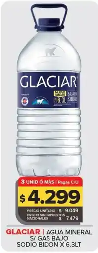 Carrefour Maxi Glaciar agua mineral s/ gas bajo sodio oferta