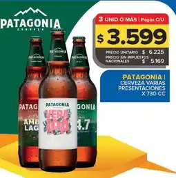 Carrefour Maxi Patagonia cerveza varias presentaciones oferta