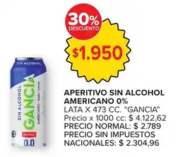Carrefour Gancia aperitivo sin alcohol americano 0% lata oferta
