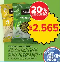 Carrefour Yüka fideos sin glúten v/tipos oferta