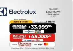 Cooperativa Obrera Electrolux - lavarropas carga superior oferta
