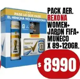 Supermercados Mariano Max Rexona pack aer. women+ jabon fifa+ muneco oferta
