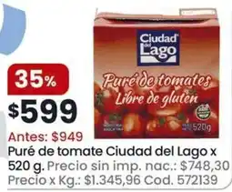 Coto Ciudad del Lago puré de tomates oferta