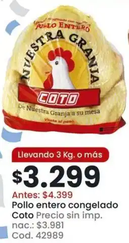 Coto Coto pollo entero congelado oferta