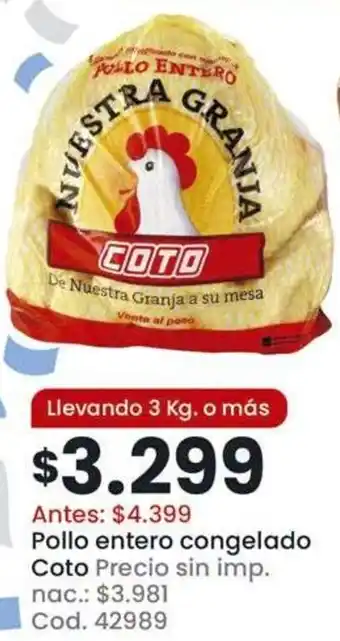 Coto Coto pollo entero congelado oferta