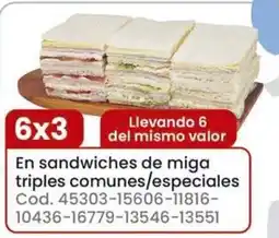 Coto Sandwiches de miga triples comunes/especiales oferta