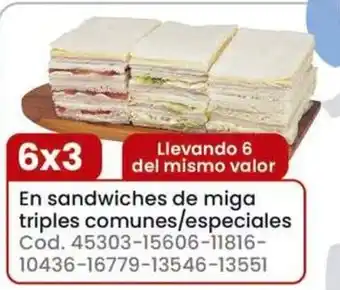 Sandwiches de miga triples comunes/especiales