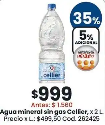 Coto Cellier agua mineral sin gas oferta
