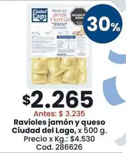 Coto Ciudad del Lago ravioles jamón y queso oferta