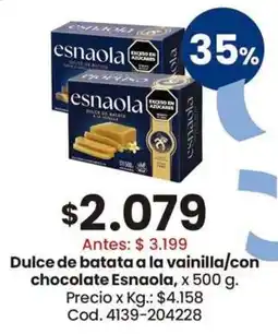 Coto esnaola dulce de batata a la vainilla/con chocolate oferta