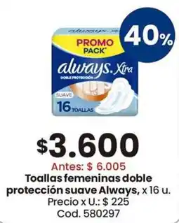 Coto Always toallas femeninas doble protección suave oferta
