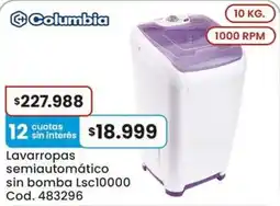 Coto Columbia lavarropas semiautomático oferta