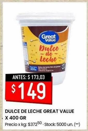 Changomas Dulce De Leche Great Value oferta