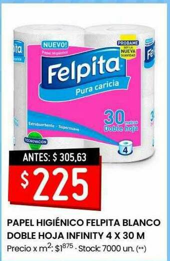 Changomas Papel Higiénico Felpita Blanco Doble Hoja Infinity oferta