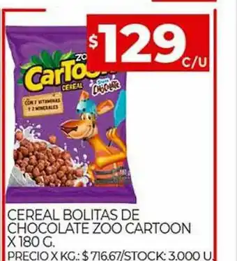 Supermercados DIA Cereal Bolitas De Chocolate Zoo Cartoon oferta