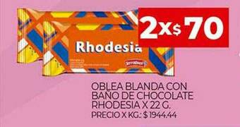 Supermercados DIA Oblea Blanda Con Baño De Chocolate Rhodesia oferta
