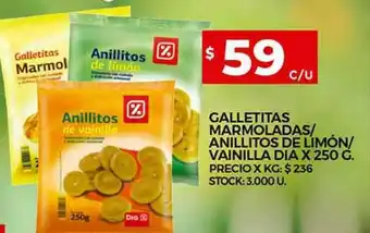 Supermercados DIA Galletitas Marmoladas Anillitos De Limón Vainilla Dia oferta