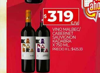 Supermercados DIA Vino Malbec Cabernet Sauvignon Kadabra oferta