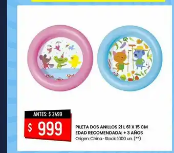 Walmart Pileta Dos Anillos 21 L 61 X 15 Cm Edad Recomendada oferta