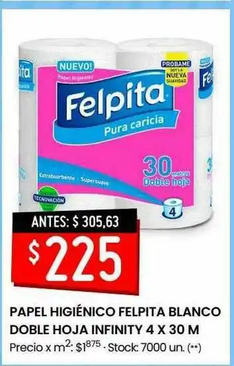 Walmart Papel Higiénico Felpita Blanco Doble Hoja Infinity oferta