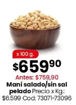 Coto Maní salado/sin sal pelado oferta